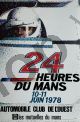 Poster Auto da Corsa 24 Heures Du Mans 10-11 Juin 1978