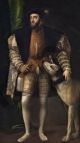 Tiziano Vecellio - Ritratto di Carlo V con il cane