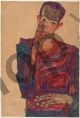 Self-Portrait with Eyelid Pulled Down - Schiele Egon