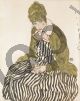 Edith with Striped Dress,Sitting - Schiele Egon