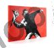 Banksy, Flower Thrower, Quadro su Tela Canvas con Vernice Effetto Pennellate, Pronto da Appendere