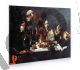 Caravaggio, Cena in Emmaus, Quadro su Tela Canvas con Vernice Effetto Pennellate, Pronto da Appendere