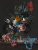 Willem van Aelst, Natura morta di fiori con un orologio