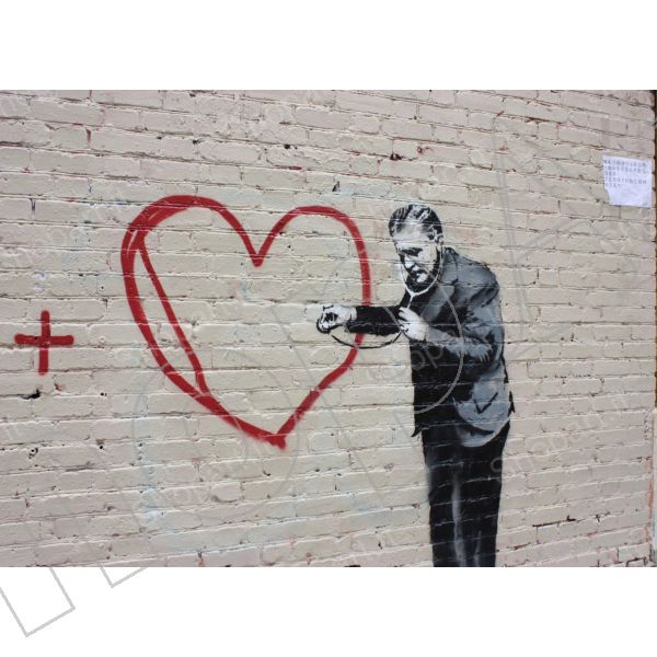 Poster Banksy Cuore Graffiti Heart Ballon Stampa Fine Art Quadro su Pannello MDF 