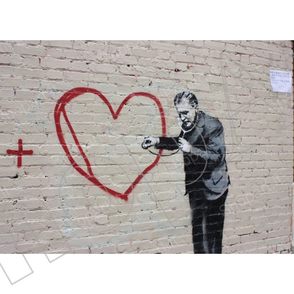 Banksy Heart ( Cuore ) - Quadro Stampa su Tela, Poster, Tavola mdf