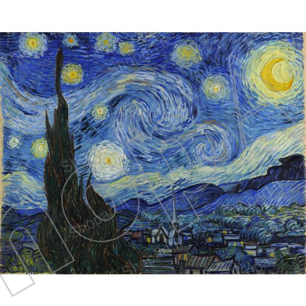 Vincent Van Gogh Notte stellata Repro, dipinto ad olio su tela 24x36'' -   Italia